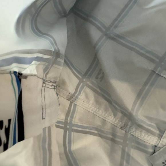 VTG Y2K Billabong Surfer Cargo Board Shorts Swim Trunks Mens Sz 33 White Plaid - Picture 7 of 9